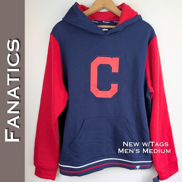 Fanatics Mens Cleveland Guardians Baseball Hoodie Medium Blue Last Whistle NEW - Picture 2 of 10